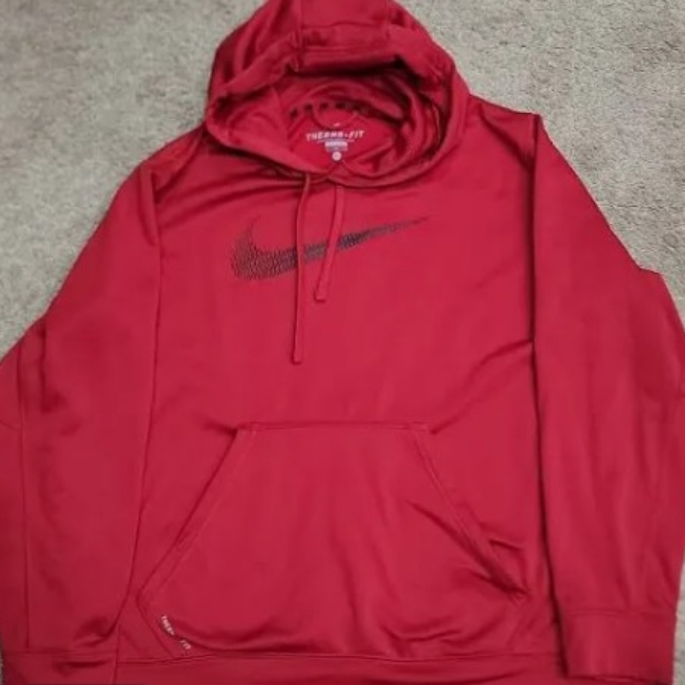 Nike Thermal fit red & black logo pullover hoodie with front pockets Size XXL